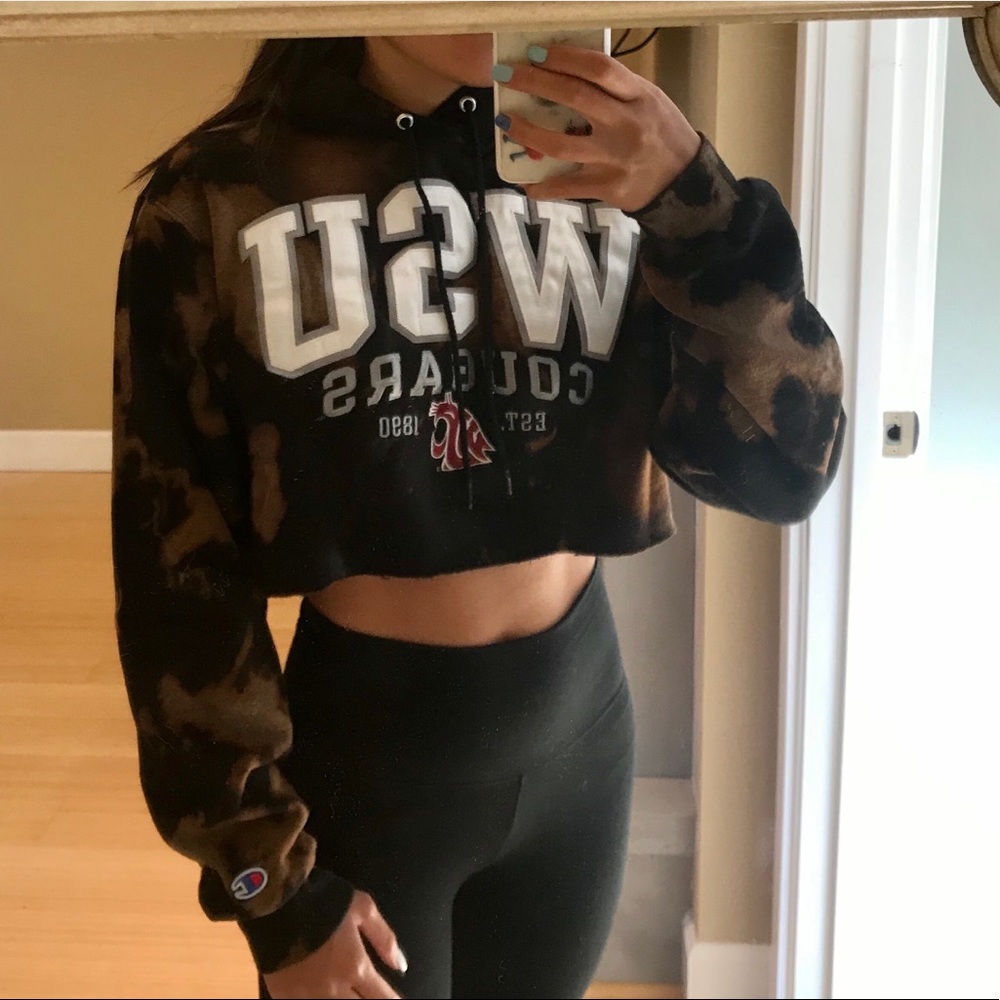 WSU Cropped Bleached Hoodie